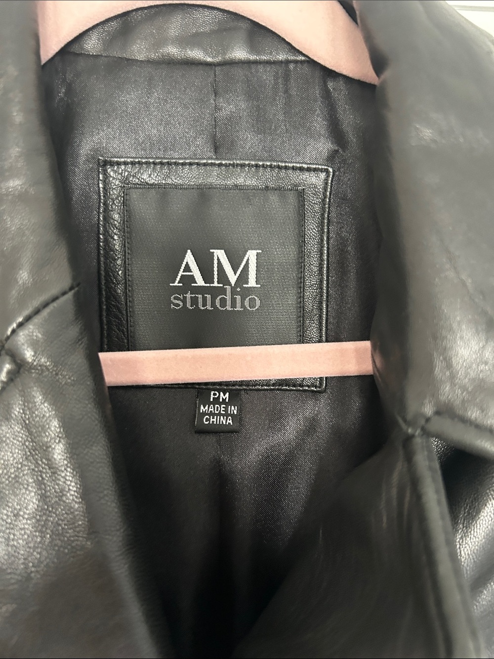 AM.STUDIO Women's Black Leather Button-Front Coat - Size PM - Picture 2 of 6
